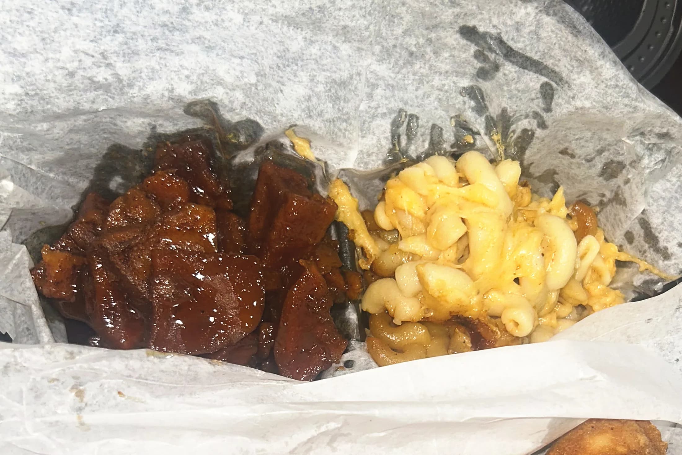 Barbecue and baked mac and cheese